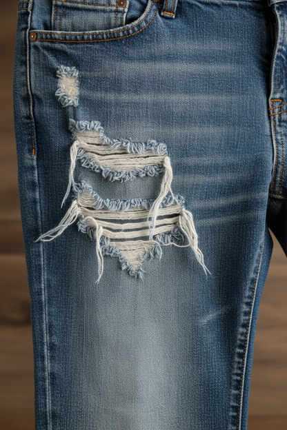 Distressed Bootcut Jeans - Close-Up Detail