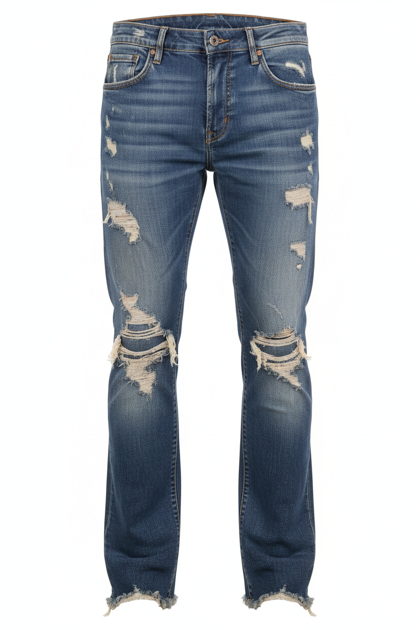 Distressed Bootcut Jeans - Front View