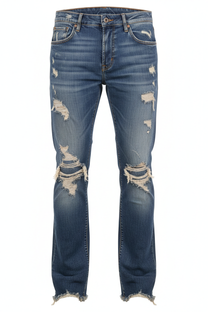 Distressed Bootcut Jeans - Front View