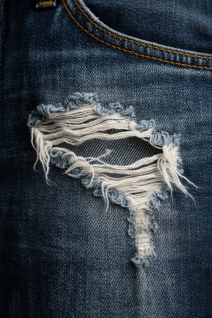 Distressed Denim Jeans - Close-Up Detail