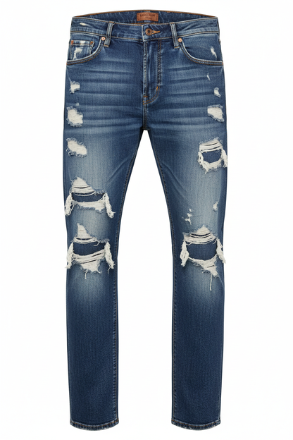 Distressed Denim Jeans - Front View