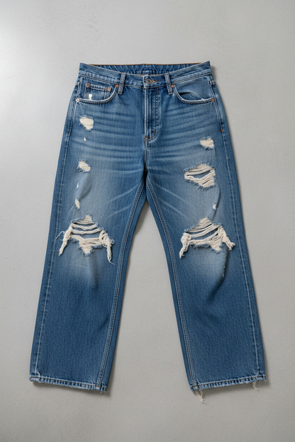 Distressed Oversize Jeans - Flat Lay