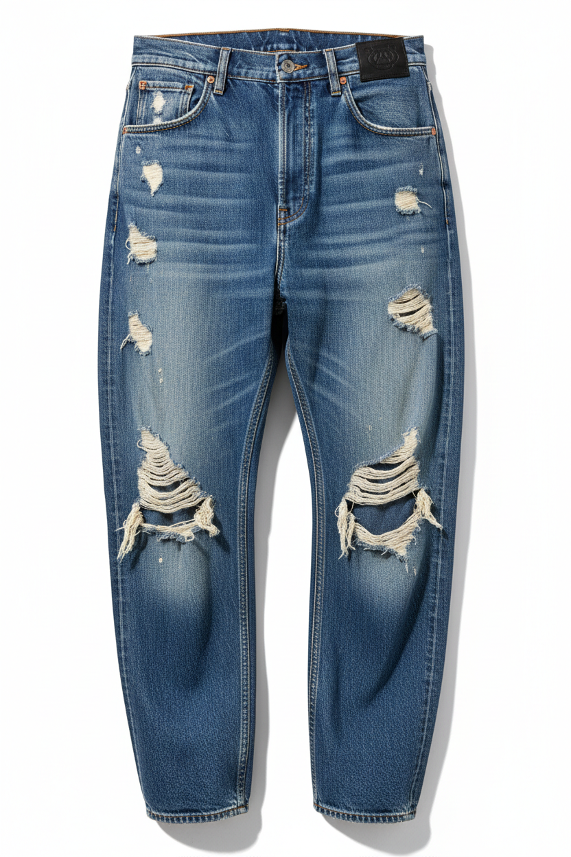 Distressed Oversize Jeans - Front View