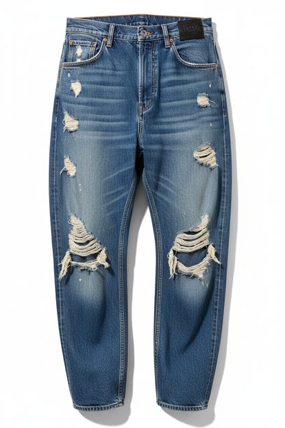 Distressed Oversize Jeans - Front View