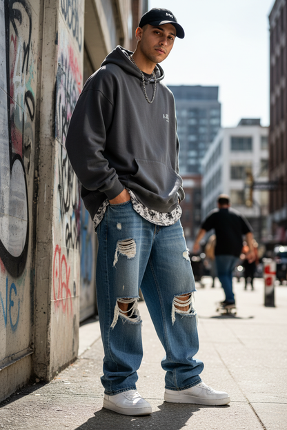Distressed Oversize Jeans - Lifestyle