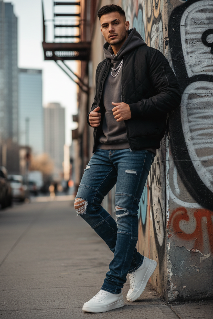 Distressed Stacked Jeans - Lifestyle
