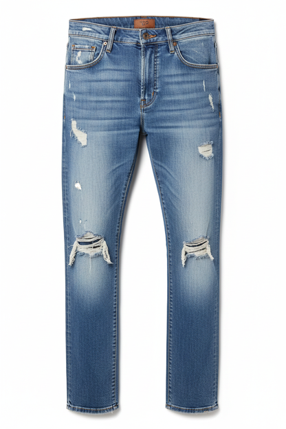 Distressed Washed Jeans - Front View