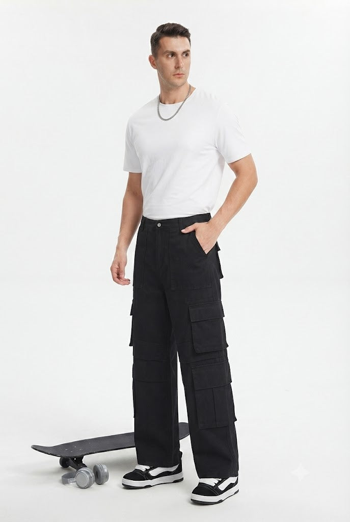 Loose Pleated Cargo Pants