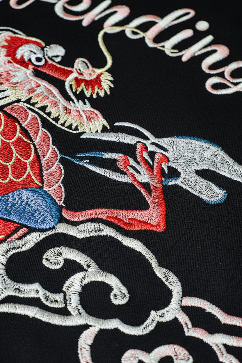 Dragon Embroidery Tee - Detail Shot