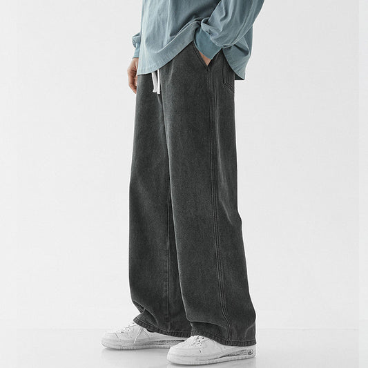 Mens casual loose straight jeans in modern streetwear style