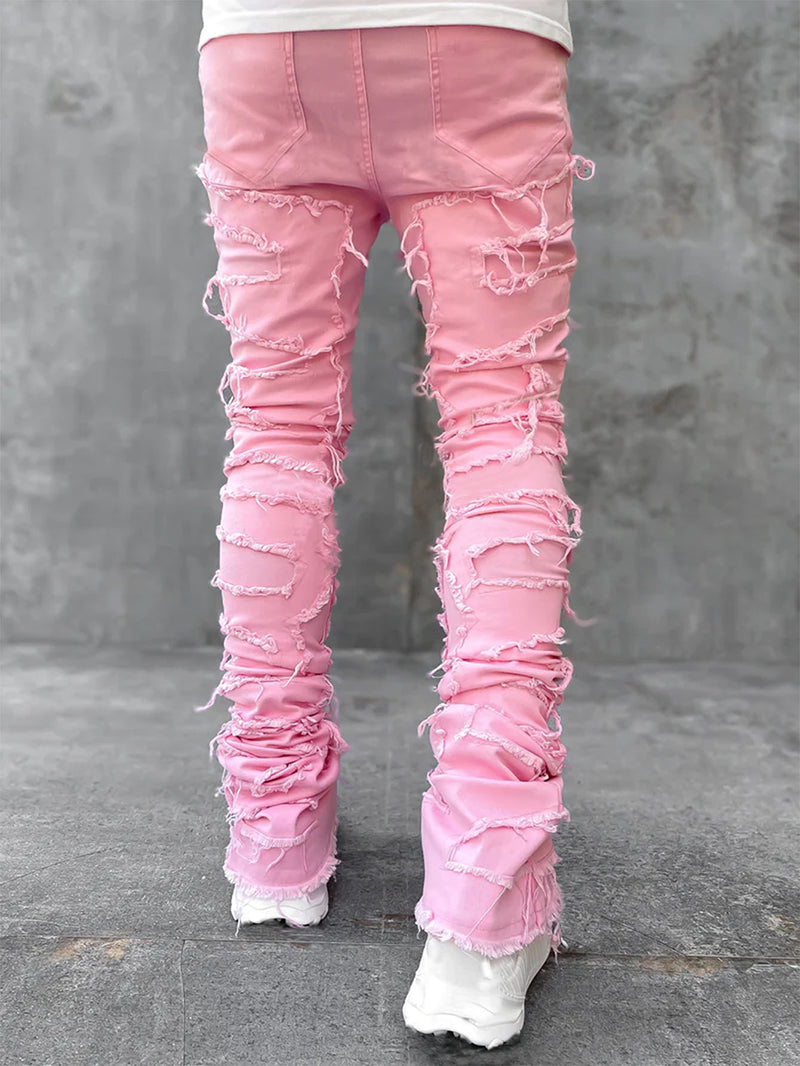 Fringe Patch Stacked Jeans