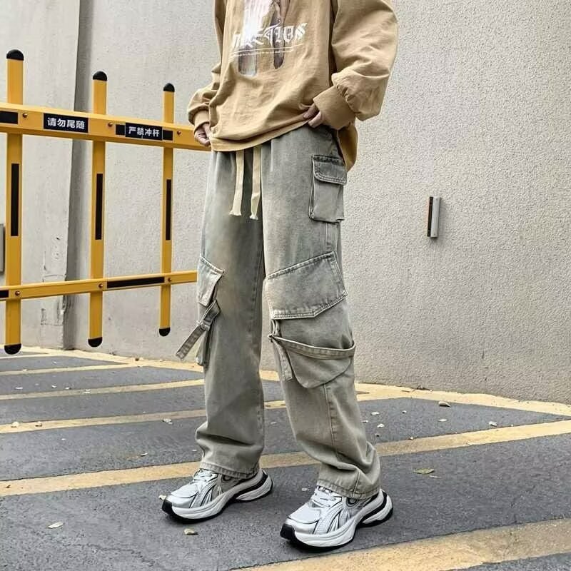 Multi-Pocket Washed Casual Pants