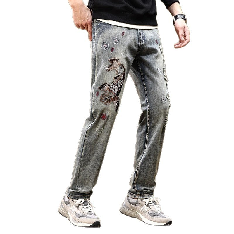 Koi Embroidered Straight-Fit Jeans