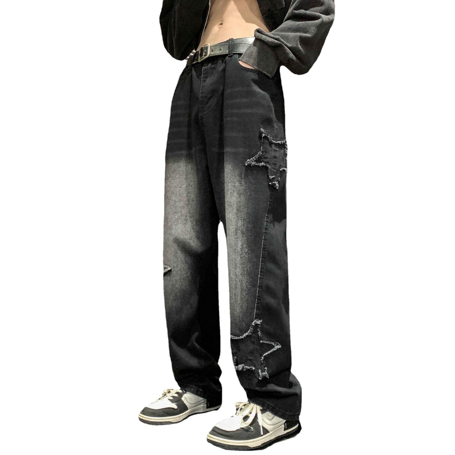 Embroided Star Straight Cut Jeans