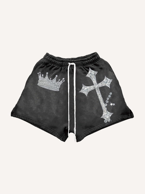 Crown & Cross Graphic Mesh Shorts