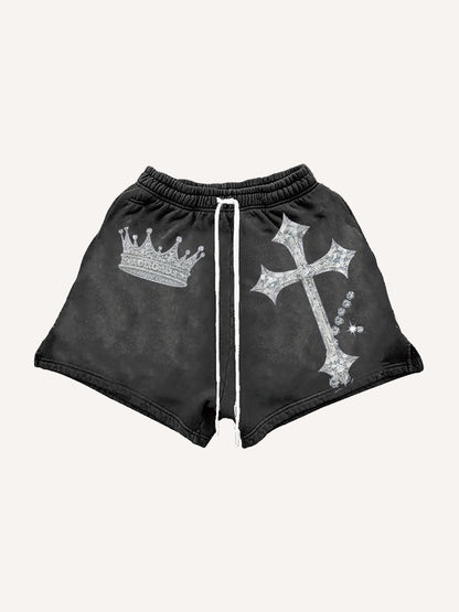 Crown & Cross Graphic Mesh Shorts