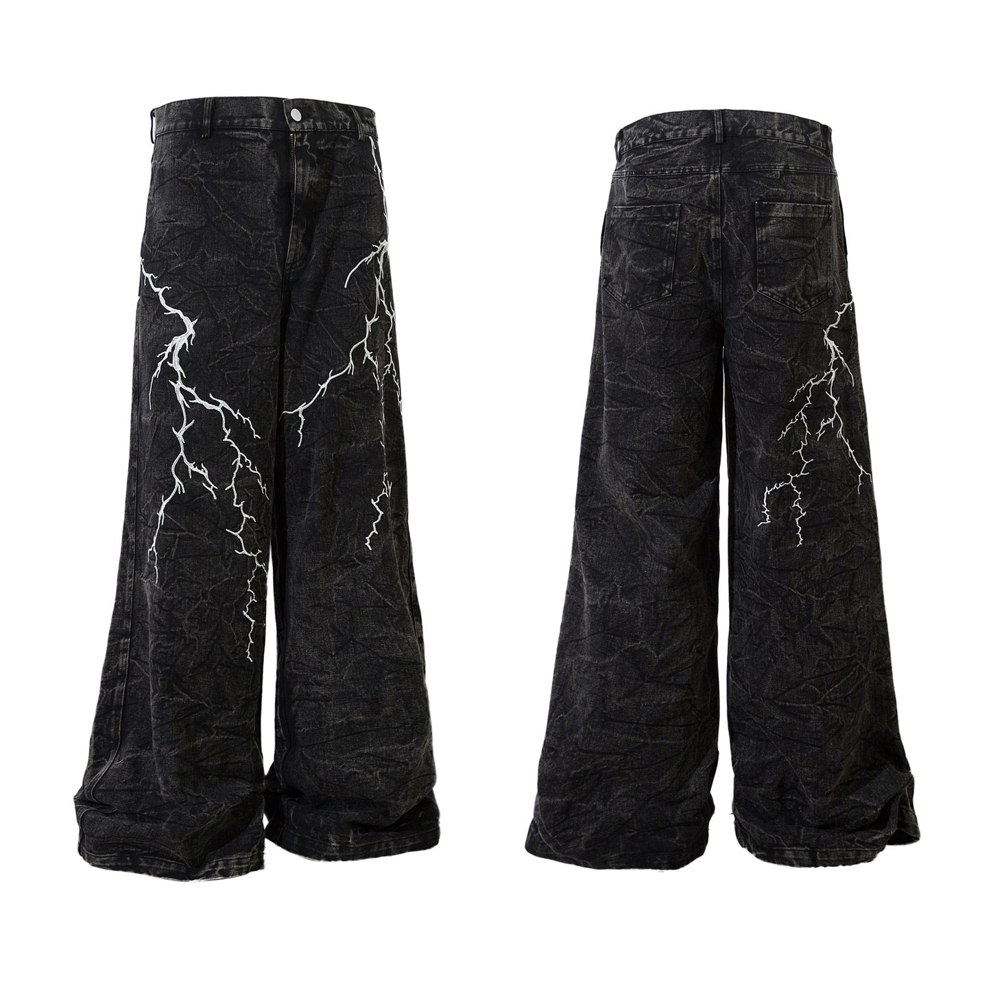 Chaos Print Wide-Leg Denim