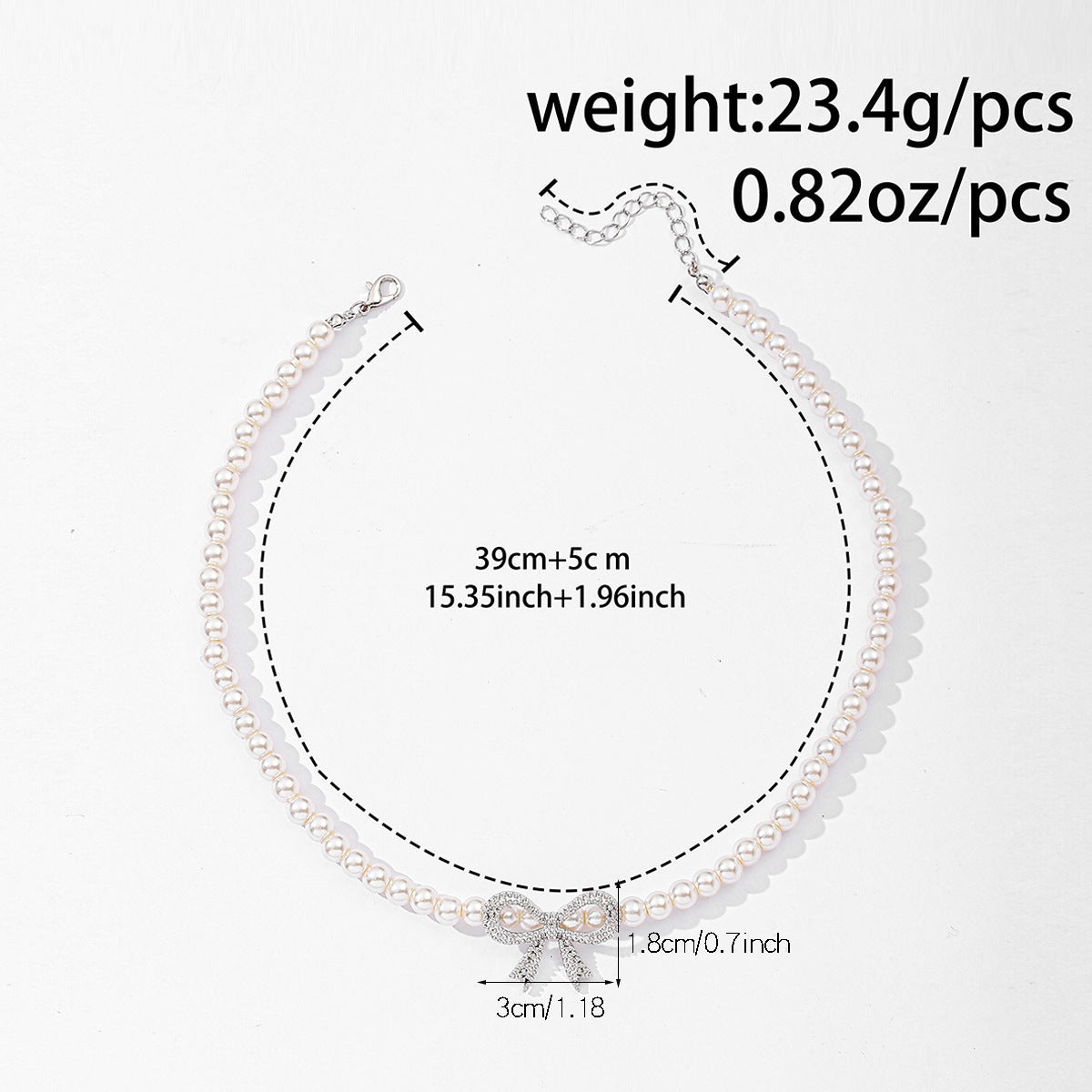 Novien Diamond Bow Pearl Necklace
