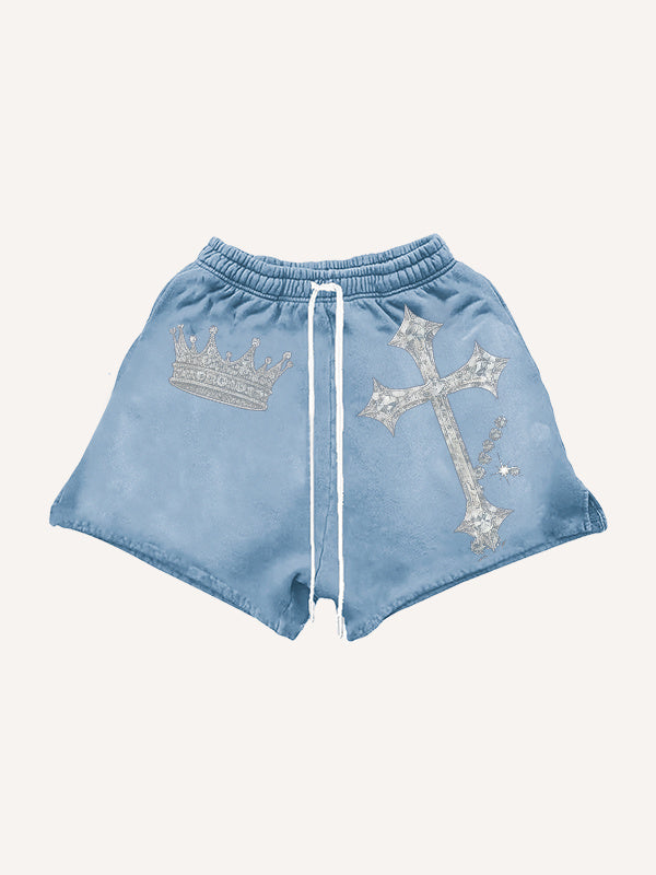 Crown & Cross Graphic Mesh Shorts