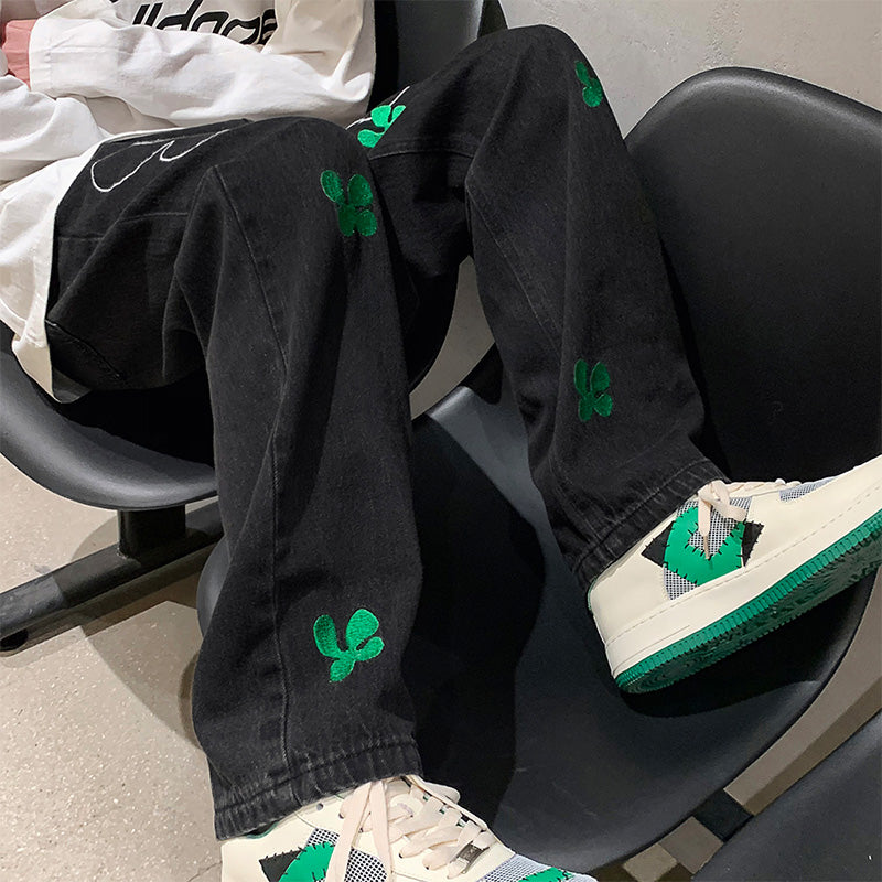 Four Clover Embroidered Jeans