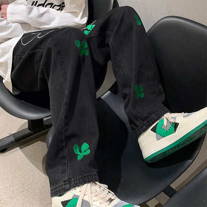 Four Clover Embroidered Jeans