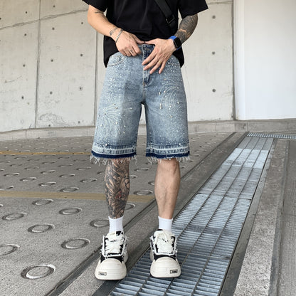 Studded Denim Shorts