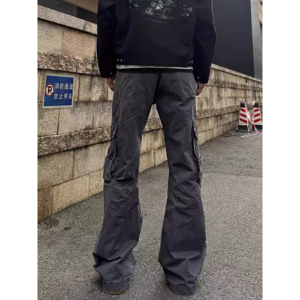 Retro Flared Cargo Workwear Pants