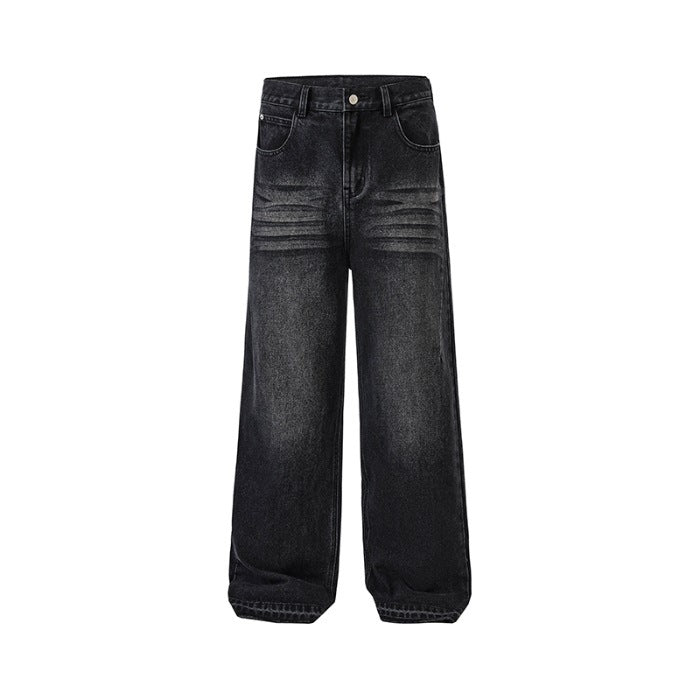 Mid Waist Wide Leg Denim Pants