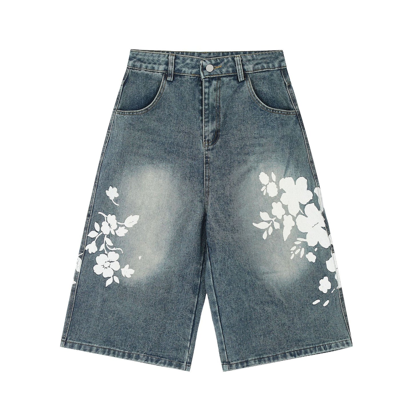 Faded Flower Graphic Jorts