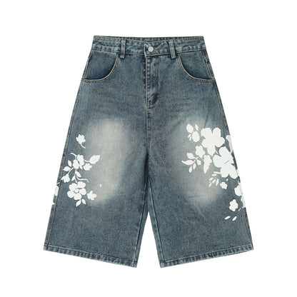 Faded Flower Graphic Jorts
