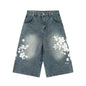 Faded Flower Graphic Jorts