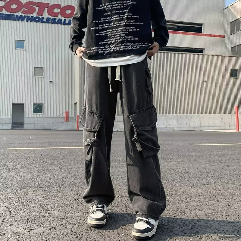 Multi-Pocket Washed Casual Pants