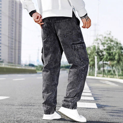 Washed Utility Cargo Jeans