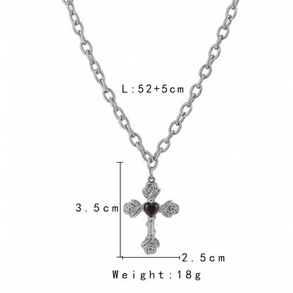 Heart Rose Cross Necklace