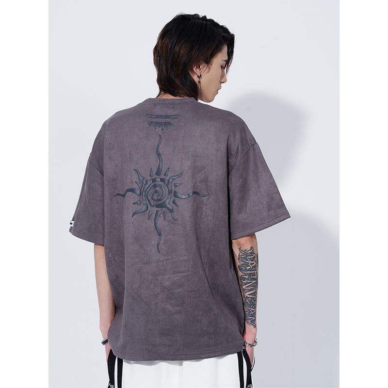 Suede Short-sleeved Men T-shirt 
