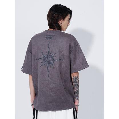 Suede Short-sleeved Men T-shirt 