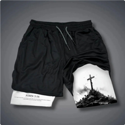 3D Digital Print Double-Layer Shorts