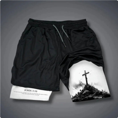 3D Digital Print Double-Layer Shorts
