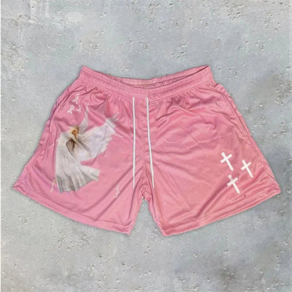Vintage Graphic Mesh Athletic Shorts