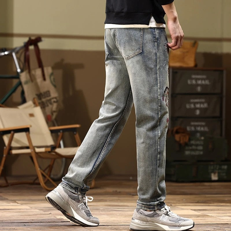 Koi Embroidered Straight-Fit Jeans