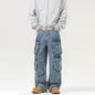 Retro Washed Multi-Pocket Cargo Jeans