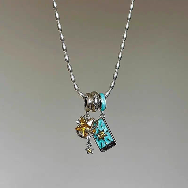Sweet Heart Star Zircon Charm Necklace