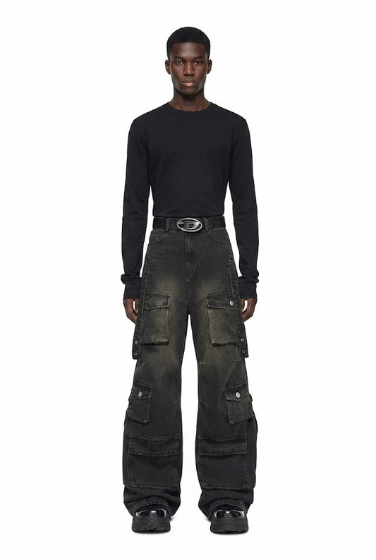 Multi Pocket Vintage Wide Leg Jeans
