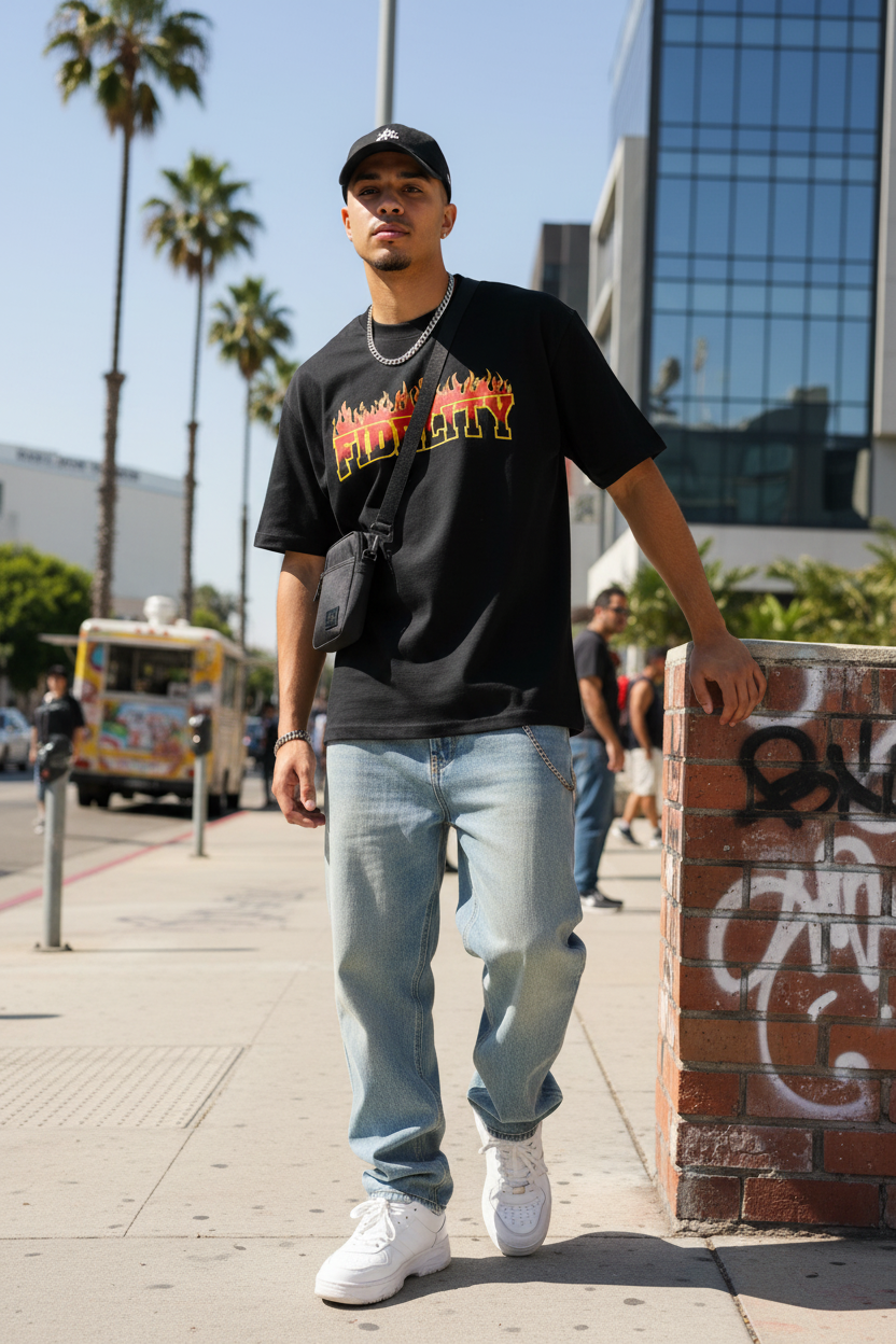 Flame Pure Cotton Casual Tee - Lifestyle