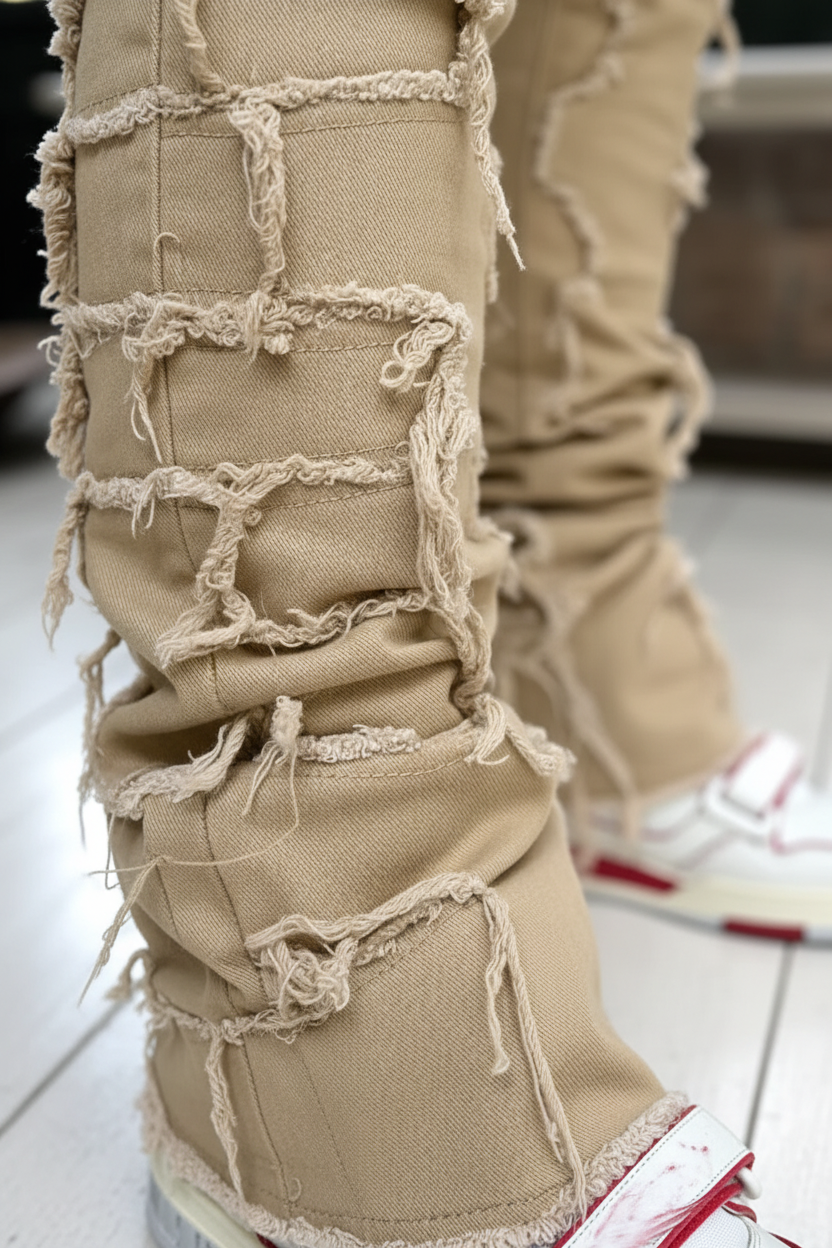 Fringe Patch Stacked Jeans - Detail Shot