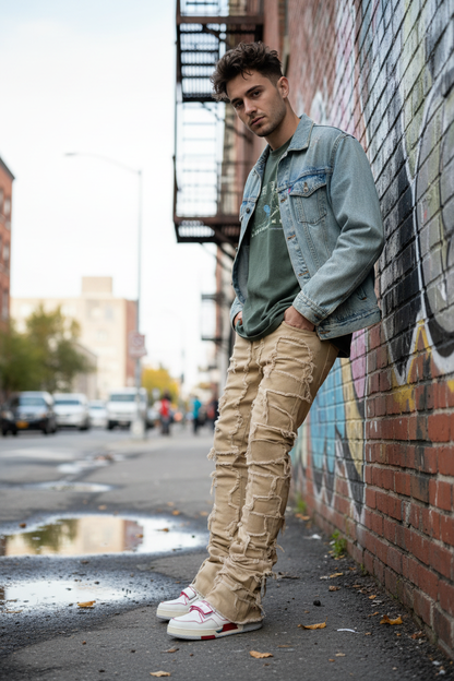 Fringe Patch Stacked Jeans - Lifestyle
