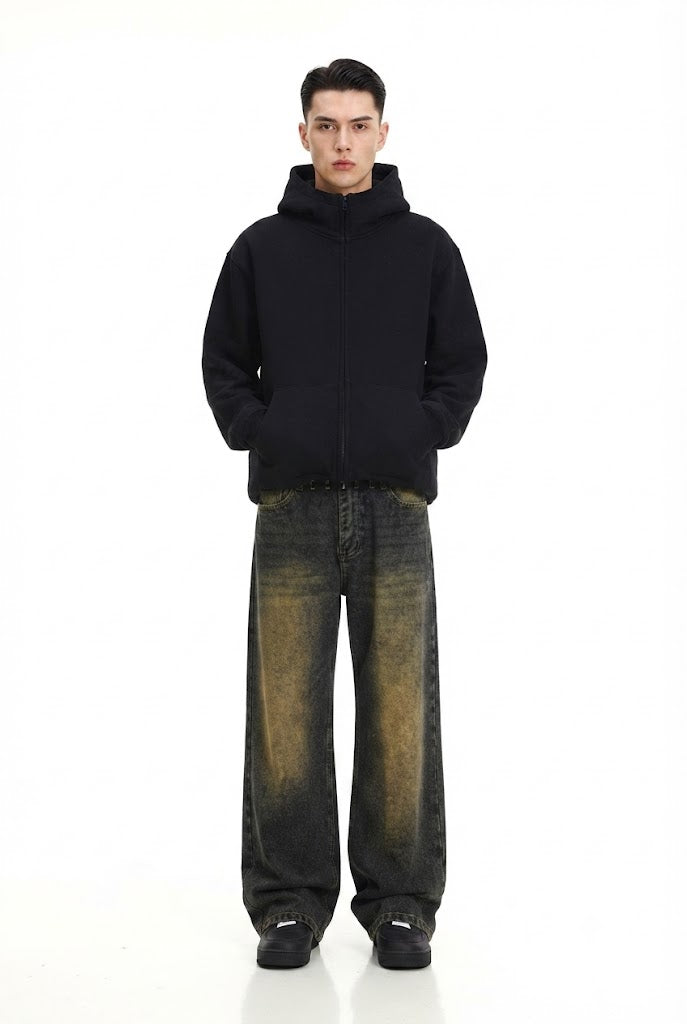 Mud Dyed Vintage Jeans Retro Street Fashion