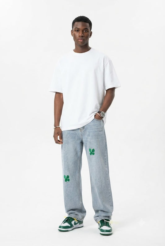 Four Clover Embroidered Jeans