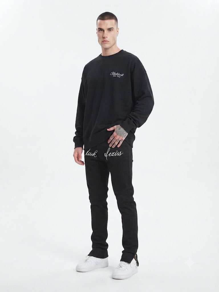 Embroidery Slit Jeans