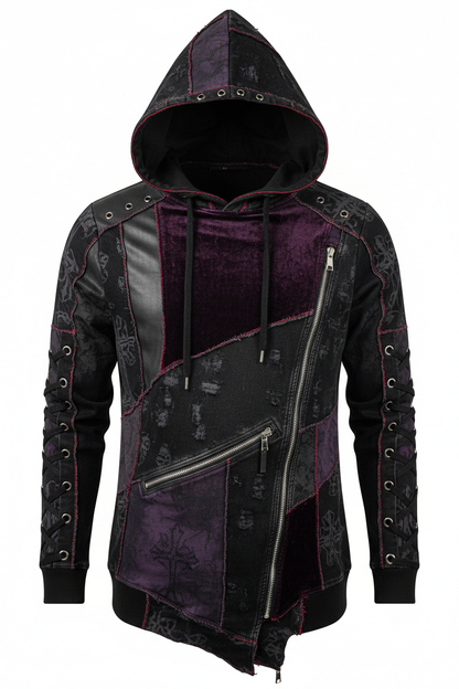 Gothic Patchwork Hoodie - Front View